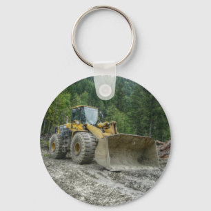 Big Yellow Bulldozer Tractor Heavy Equipment Key Ring