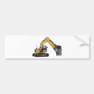 Big Yellow Excavator Bumper Sticker