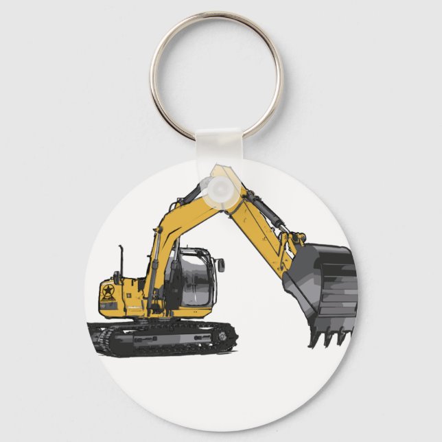 Big Yellow Excavator Key Ring (Front)