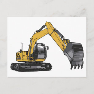 Big Yellow Excavator Postcard