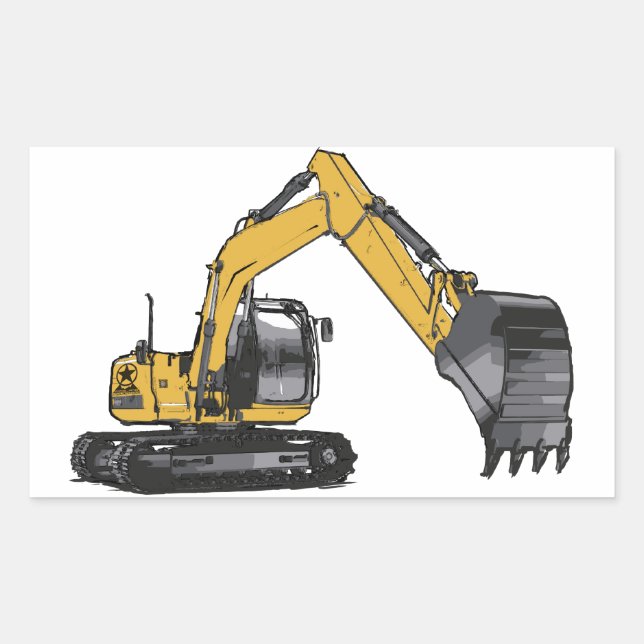 Big Yellow Excavator Rectangular Sticker (Front)