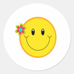 Big Yellow Face Classic Round Sticker