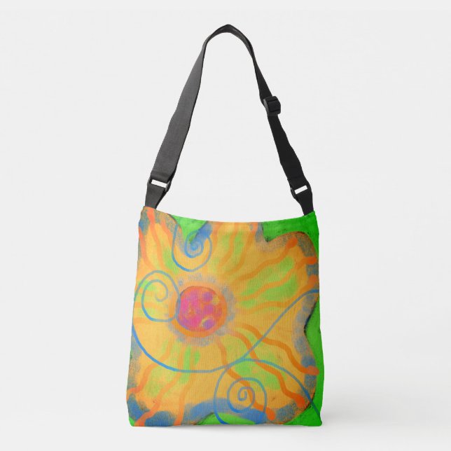 Big Yellow Flower Abstract Art Crossbody Bag (Front)