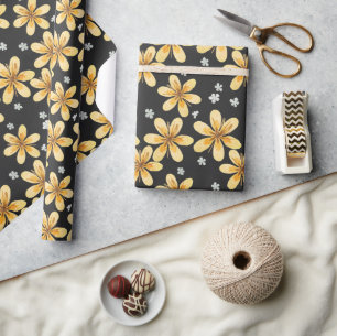 Big yellow flower pattern wrapping paper