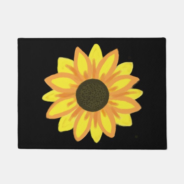 Big Yellow Golden Sunflower Bloom Colorful Doormat (Front)