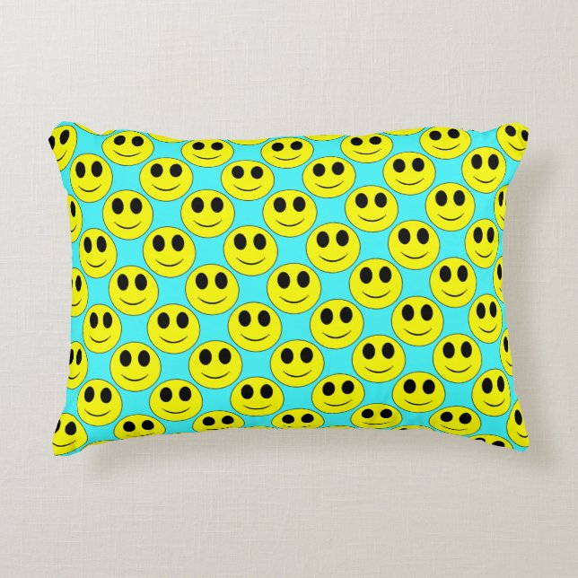 Big Yellow Happy Allover Decorative Cushion (Front)