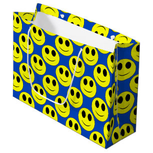 Big Yellow Happy Face Allover Large Gift Bag