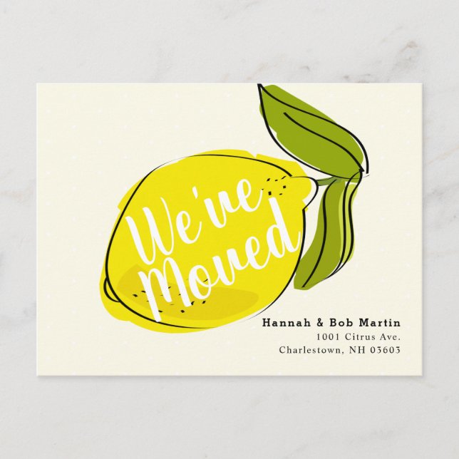 Big Yellow Lemon Moving Announcement Postcard (Front)