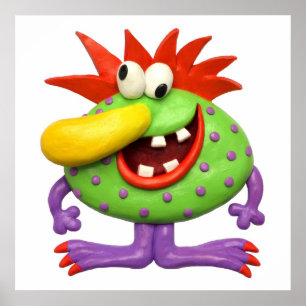 Big Yellow Nose Monster Baby Boy Shower Nursery Poster