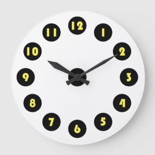 big yellow numbers on black circle large clock