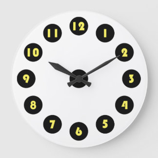 big yellow numbers on black circle large clock