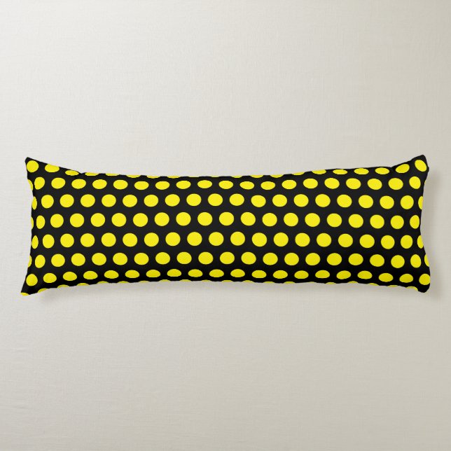Big Yellow Polka Dots Black Custom Colours Cool Body Cushion (Front)