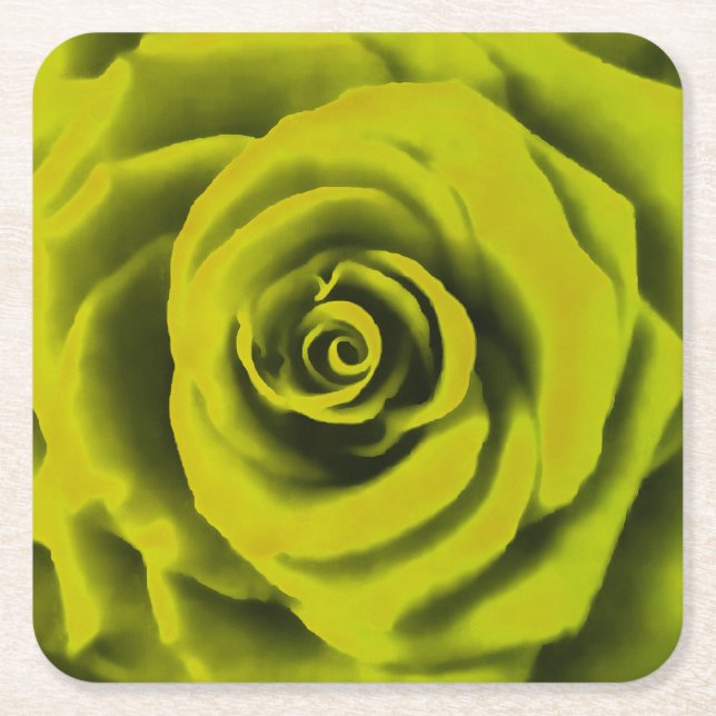 Big Yellow Rose Square Paper Coaster (Front)