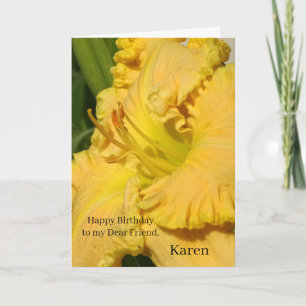 Big Yellow Ruffled Daylily Flower Card