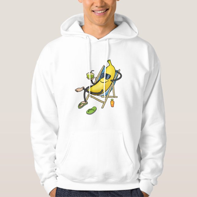 Big Yellow Sunbathing Banana Hoodie (Front)