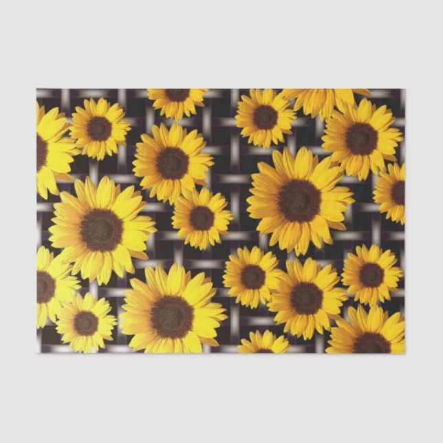 Big Yellow Sunflower and Industrial Grid Tissue Paper (Front)