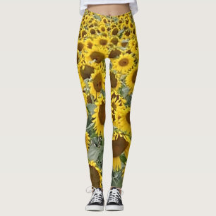 Big Yellow Sunflowers Field Yoga Running Exercise Leggings