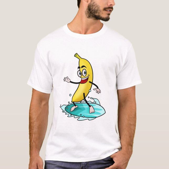 Big Yellow Surfing Banana T-Shirt (Front)