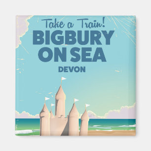 Bigbury on Sea Beach Devon Vintage travel poster Magnet