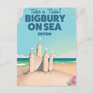 Bigbury on Sea Beach Devon Vintage travel poster Postcard