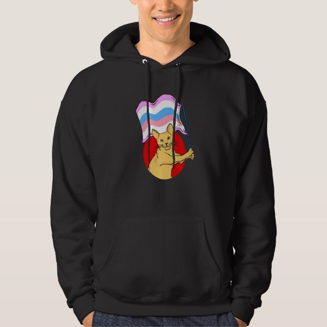 Bigender Flag Cat  Nonbinary Gender Hoodie (Front)