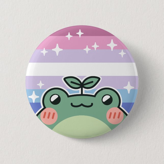 Bigender LGBT Pride Flag Frog 6 Cm Round Badge (Front)