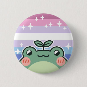 Bigender LGBT Pride Flag Frog 6 Cm Round Badge