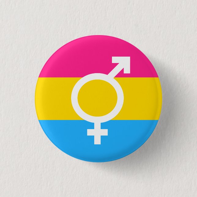 Bigender Pansexual Flag Symbol 3 Cm Round Badge (Front)