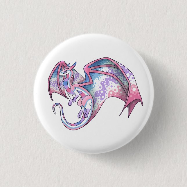 Bigender Pride Dragon 3 Cm Round Badge (Front)