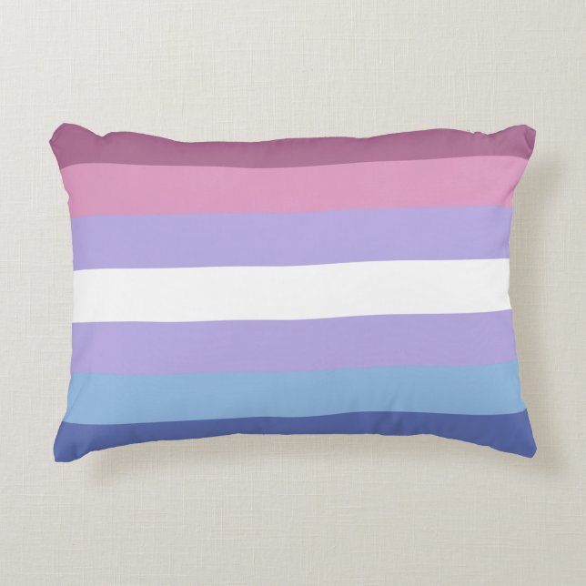 Bigender Pride, Striped Print, LGBTQ Pride Decorative Cushion (Front)