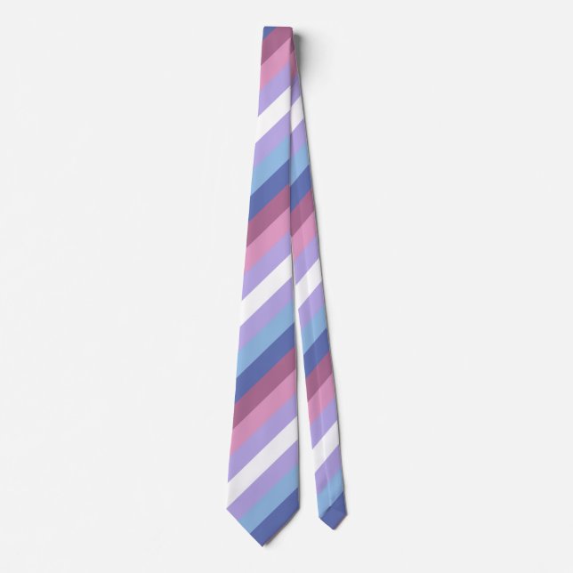 Bigender Pride, Striped Print, LGBTQ Pride Tie (Front)