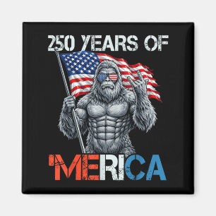 Bigfoot 250 Years of Merica Rock American Flag 4th Magnet