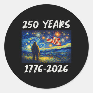 Bigfoot 250 Years Starry Night 1776-2026 250th Ann Classic Round Sticker