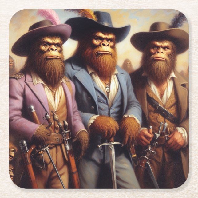 Bigfoot 3 Musketeers Square Paper Coaster (Front)