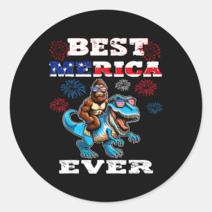 Bigfoot 4th Of July 1776 Boys American Flag Men Wo Classic Round Sticker