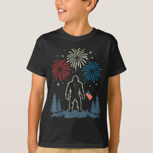 Bigfoot 4th of july american flag fireworks T-Shirt