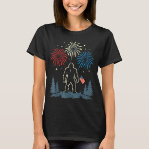 Bigfoot 4th of july american flag fireworks T-Shirt