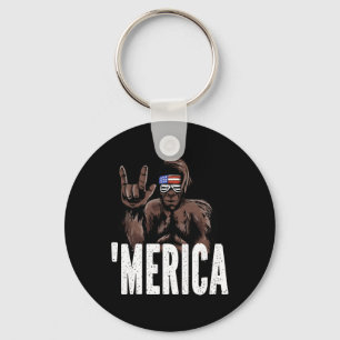 Bigfoot 4th Of July American Independence Day Asl  Key Ring