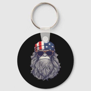 Bigfoot 4th Of July American Usa Flag Patriotic Ki Key Ring