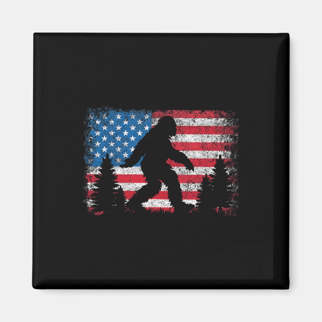 Bigfoot 4th Of July American Usa Flag Patriotic Ki Magnet (Front)