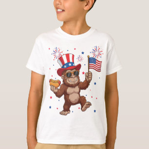 Bigfoot 4th Of July Patriotic Rocket and Fireworks T-Shirt