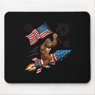 Bigfoot 4th Of July Patriotic Sasquatch Fireworks Mouse Mat