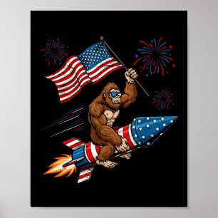 Bigfoot 4th Of July Patriotic Sasquatch Fireworks  Poster