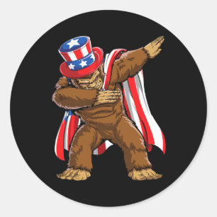 Bigfoot 4th Of July Sasquatch American Flag  Classic Round Sticker