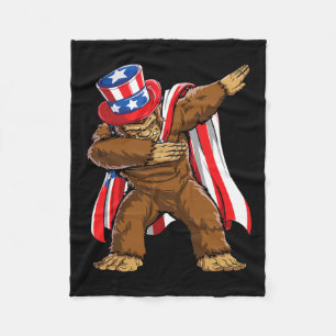 Bigfoot 4th Of July Sasquatch American Flag  Fleece Blanket