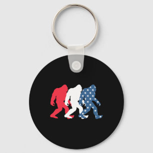 Bigfoot 4th Of July Sasquatch American Flag Patrio Key Ring
