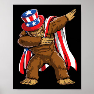 Bigfoot 4th Of July Sasquatch American Flag  Poster