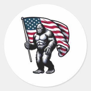 Bigfoot 4th Of July Sasquatch American Usa Flag Pa Classic Round Sticker