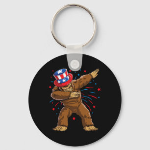 Bigfoot 4th Of July Shirts Sasquatch American Flag Key Ring