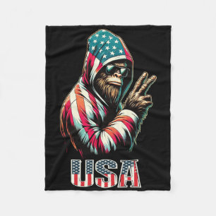 Bigfoot 4th Of July Usa Patriotic Sasquatch Teens Fleece Blanket
